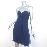 Carolina Herrera Strapless Mini Dress Navy Silk Chiffon Size 2