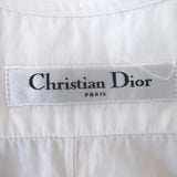 Christian Dior Pique Plastron Sleeveless Button-Down Blouse White Cotton Size 38
