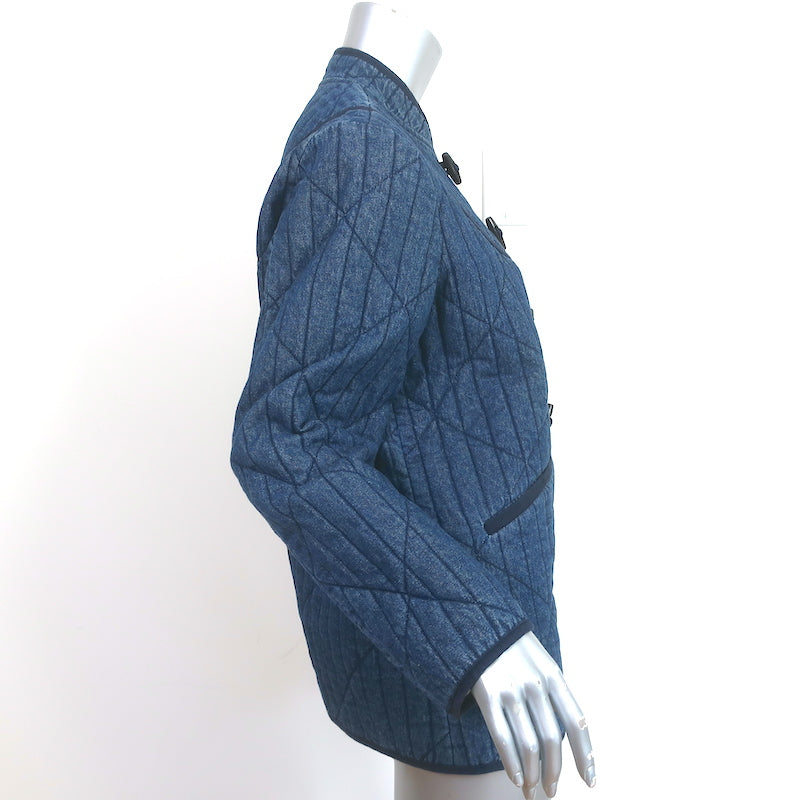 Doen Parker Toggle Jacket Blue Quilted Denim Size Medium