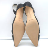 Manolo Blahnik Carolyne 50 Jeweled Slingback Pumps Dark Gray Suede Size 38.5 NEW