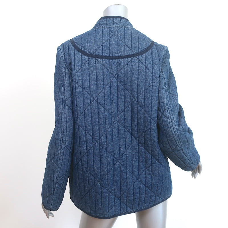 Doen Parker Toggle Jacket Blue Quilted Denim Size Medium