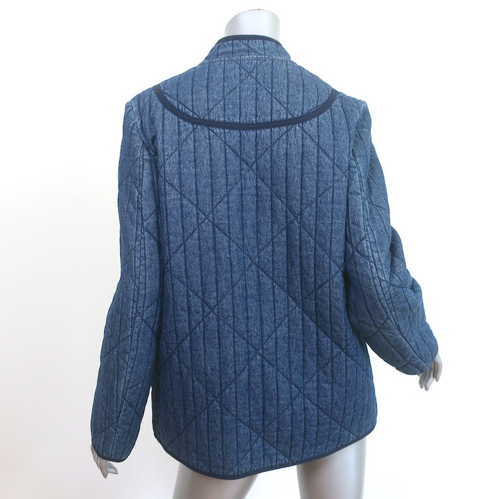 Doen Parker Toggle Jacket Blue Quilted Denim Size Medium