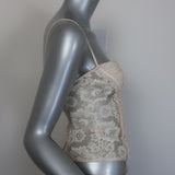 Valentino Bustier Top Cream Lace & Ruffle-Trim Ruched Silk Size US 2