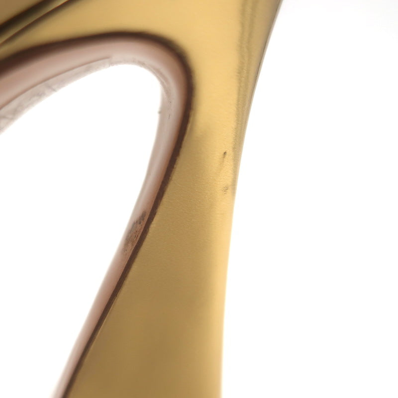 Gianvito Rossi Aura Two-Strap Mules Gold Mirrored Leather Size 36 Open Toe Heels