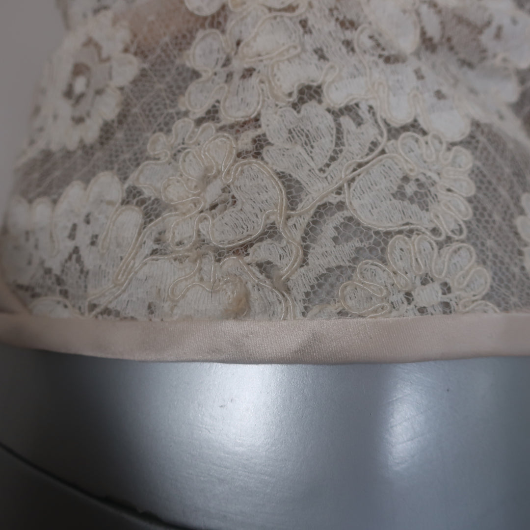 Valentino Bustier Top Cream Lace &amp; Ruffle-Trim Ruched Silk Size US 2
