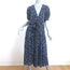 Ulla Johnson Puff Sleeve Midi Wrap Dress Kemala Navy Printed Cotton Size 10