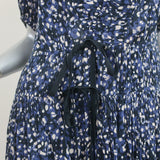 Ulla Johnson Puff Sleeve Midi Wrap Dress Kemala Navy Printed Cotton Size 10