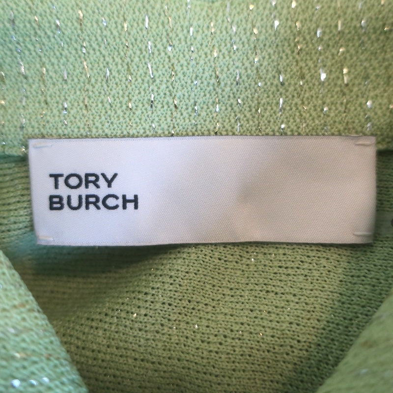 Tory Burch Metallic Draped Midi Shirt Dress Green Size Medium