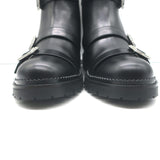 Jimmy Choo Hank Jewel Buckle Flat Ankle Boots Black Leather Size 39 NEW