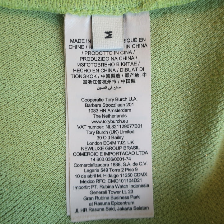 Tory Burch Metallic Draped Midi Shirt Dress Green Size Medium