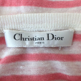 Christian Dior Dioriviera Striped Linen Sleeveless Top White/Pink Size Medium