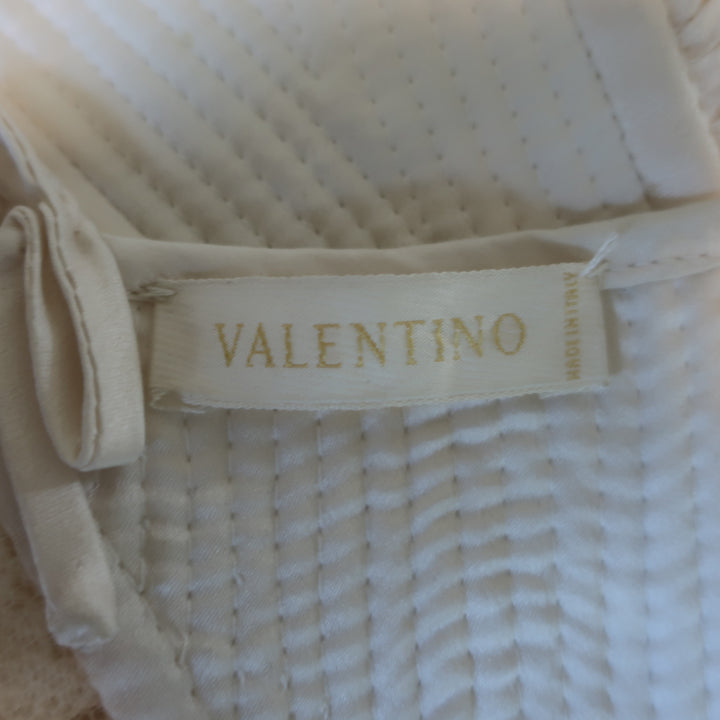 Valentino Bustier Top Cream Lace &amp; Ruffle-Trim Ruched Silk Size US 2