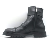 Jimmy Choo Hank Jewel Buckle Flat Ankle Boots Black Leather Size 39 NEW