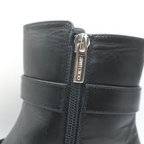 Jimmy Choo Hank Jewel Buckle Flat Ankle Boots Black Leather Size 39 NEW