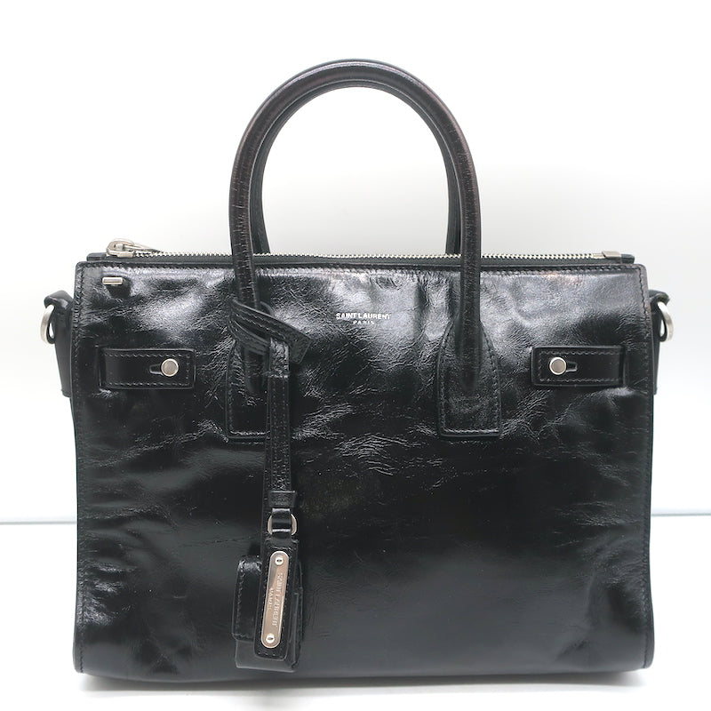 Saint Laurent Baby Sac de Jour Souple Tote Black Moroder Leather Crossbody Bag