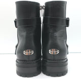 Jimmy Choo Hank Jewel Buckle Flat Ankle Boots Black Leather Size 39 NEW