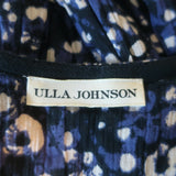 Ulla Johnson Puff Sleeve Midi Wrap Dress Kemala Navy Printed Cotton Size 10
