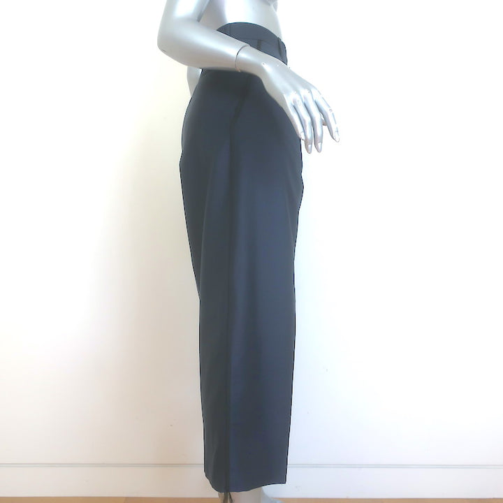 Christian Dior Grosgrain-Trimmed Cropped Wide Leg Gaucho Pants Navy Waist 31