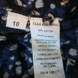 Ulla Johnson Puff Sleeve Midi Wrap Dress Kemala Navy Printed Cotton Size 10