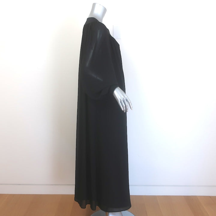 Tory Burch Trapunto Tunic Maxi Dress Black Crepe Chiffon Size Medium