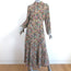 Doen Maxi Dress Multicolor Paisley Print Silk Size Medium Mock Neck Long Sleeve