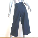 Christian Dior Grosgrain-Trimmed Cropped Wide Leg Gaucho Pants Navy Size 44