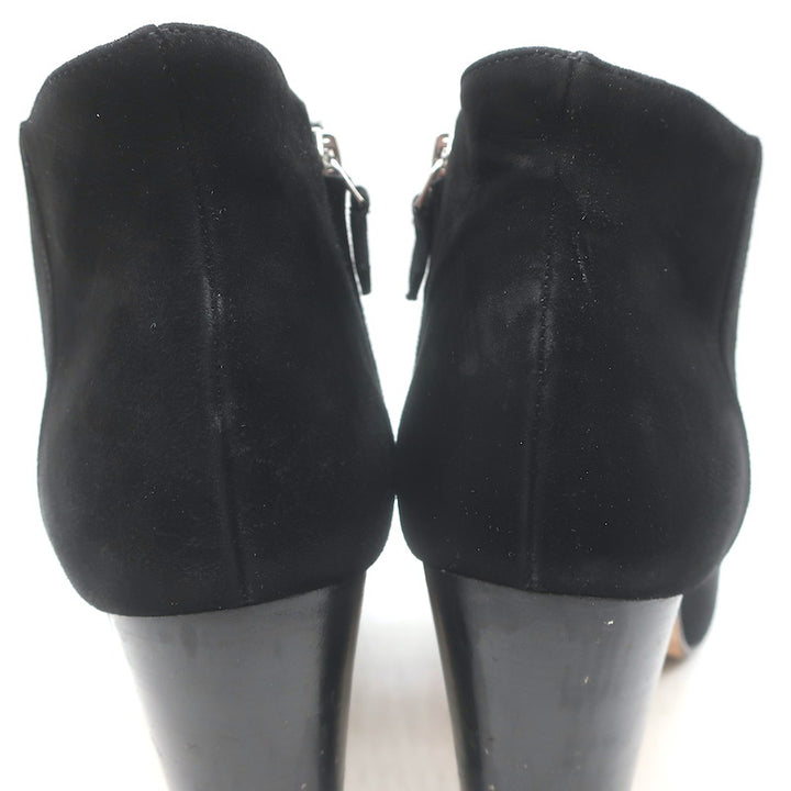 Manolo Blahnik Brusta High Heel Booties Black Suede Size 38.5
