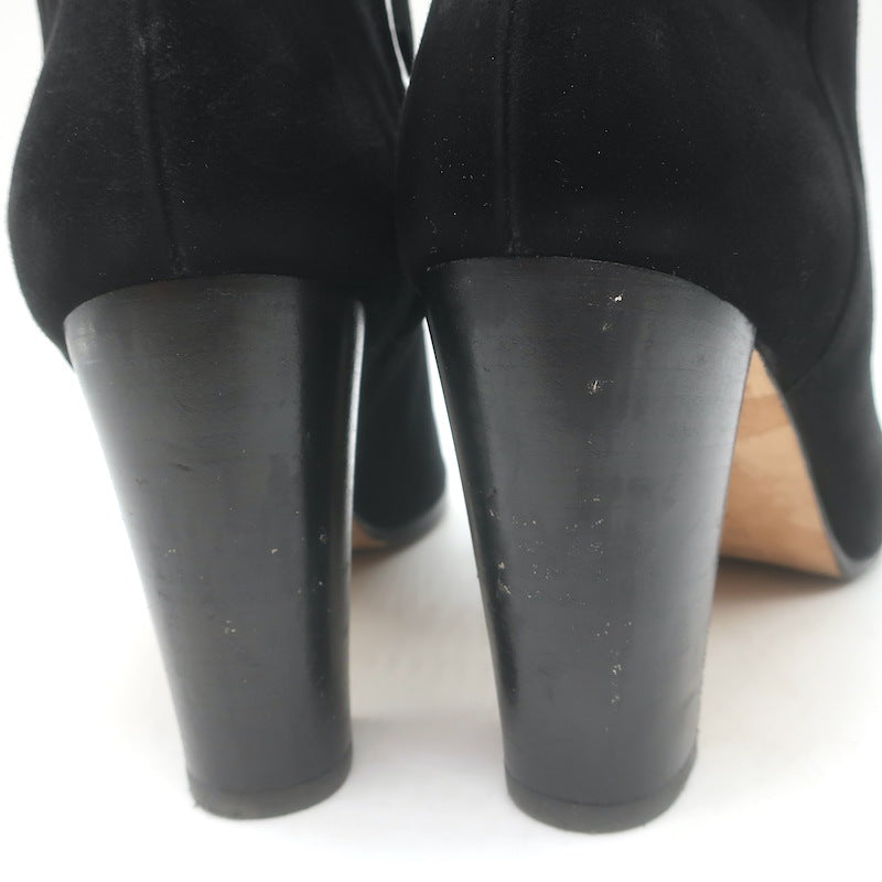 Manolo Blahnik Brusta High Heel Booties Black Suede Size 38.5