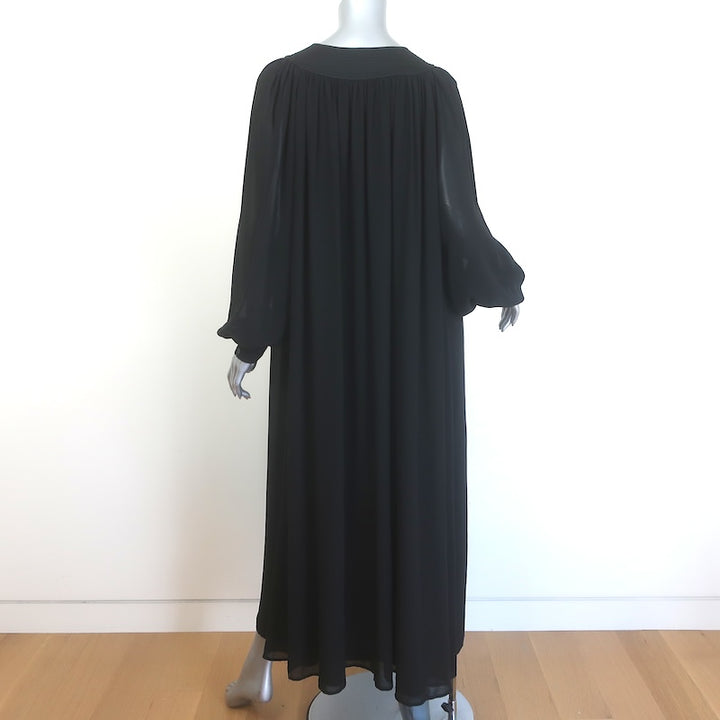 Tory Burch Trapunto Tunic Maxi Dress Black Crepe Chiffon Size Medium