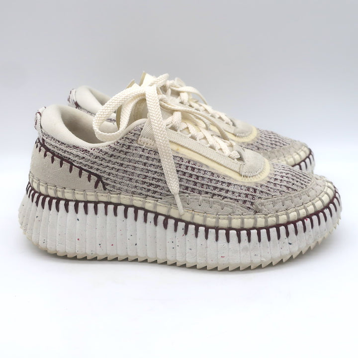 Chloe Nama Mesh Speckled-Platform Sneakers Obscure Purple/Cream Size 36