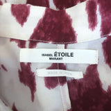 Isabel Marant Etoile Yoana Ruffle Mini Dress White/Burgundy Printed Silk Size 38