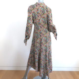 Doen Maxi Dress Multicolor Paisley Print Silk Size Medium Mock Neck Long Sleeve
