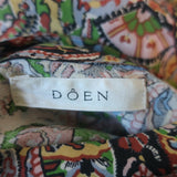 Doen Maxi Dress Multicolor Paisley Print Silk Size Medium Mock Neck Long Sleeve