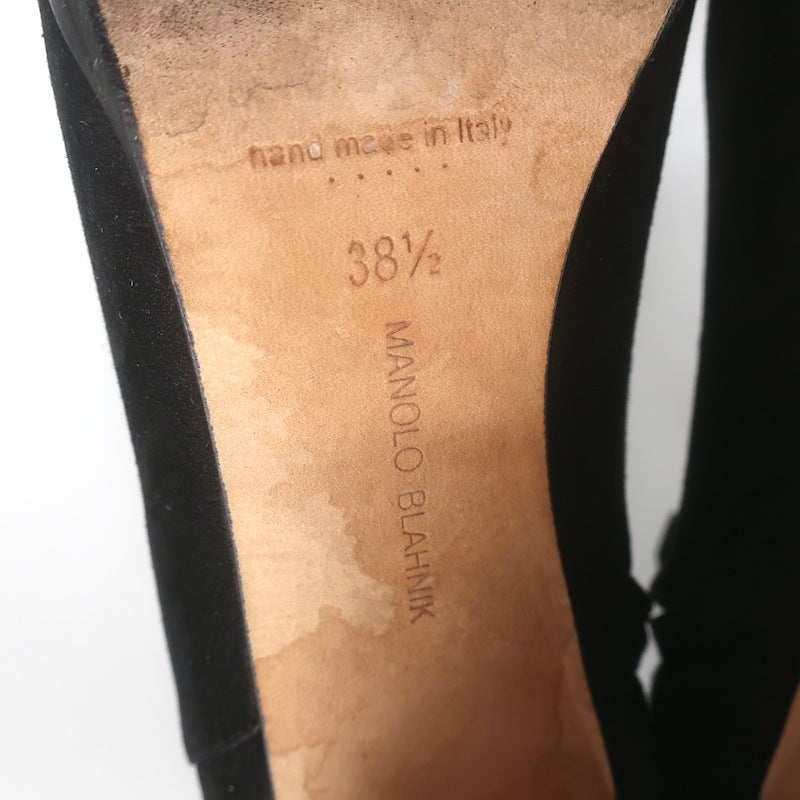 Manolo Blahnik Brusta High Heel Booties Black Suede Size 38.5