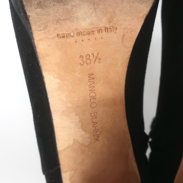 Manolo Blahnik Brusta High Heel Booties Black Suede Size 38.5