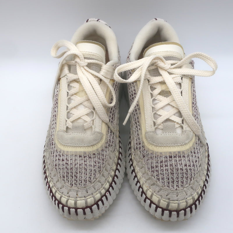 Chloe Nama Mesh Speckled-Platform Sneakers Obscure Purple/Cream Size 36