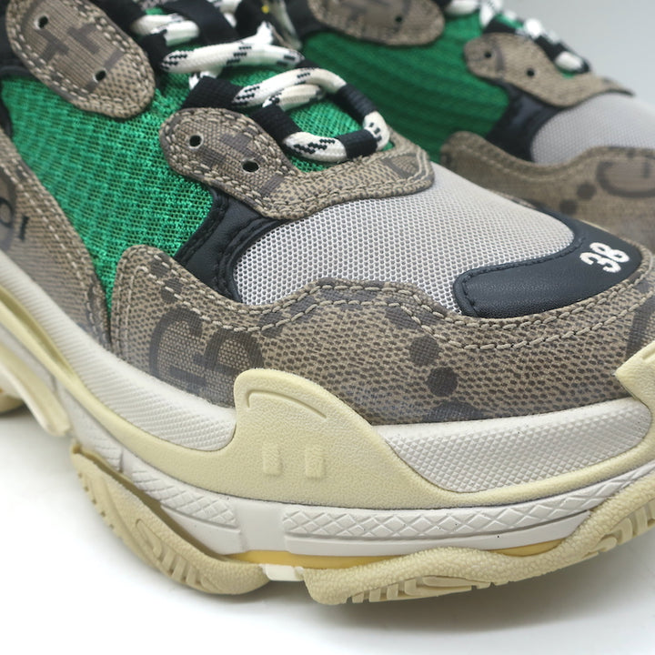 Gucci x Balenciaga The Hacker Project Triple S Sneakers Green/Brown Size 38