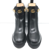Gucci Trip Jeweled-Strap Chelsea Boots Black Leather Size 39.5 NEW