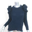 Demylee x Clare V. Ruffle Sweater Henriette Navy Cotton Knit Size Extra Small