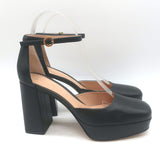 Gianvito Rossi Vian Ankle Strap Platform Pumps Black Leather Size 39