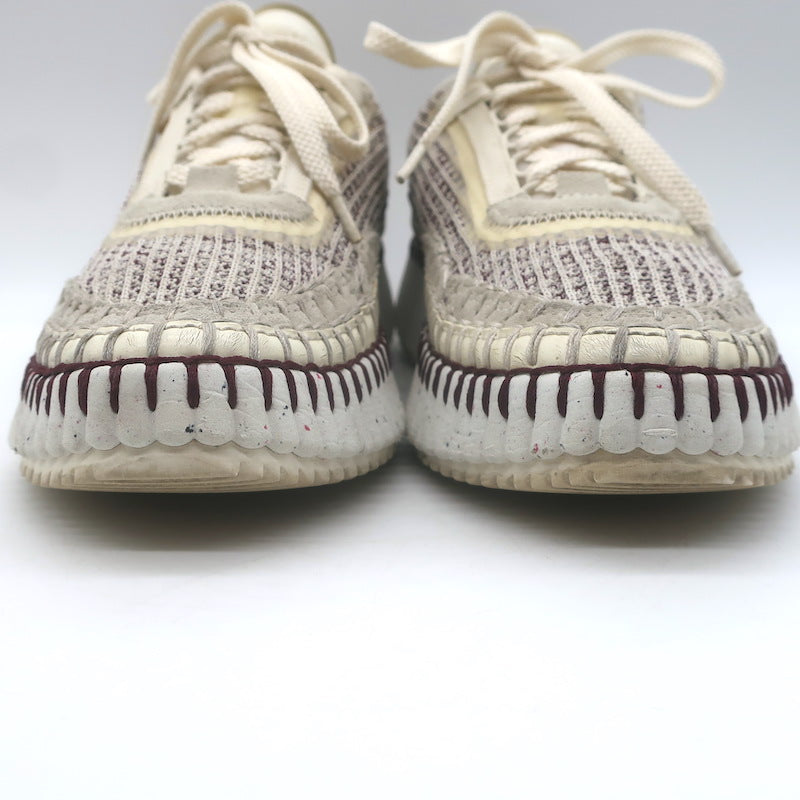 Chloe Nama Mesh Speckled-Platform Sneakers Obscure Purple/Cream Size 36