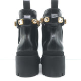 Gucci Trip Jeweled-Strap Chelsea Boots Black Leather Size 39.5 NEW
