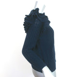 Demylee x Clare V. Ruffle Sweater Henriette Navy Cotton Knit Size Extra Small