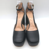 Gianvito Rossi Vian Ankle Strap Platform Pumps Black Leather Size 39