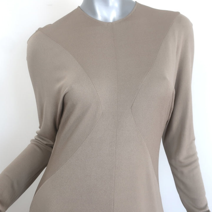 The Row Venusia Long Sleeve Ruched Maxi Dress Taupe Crepe Jersey Size Medium NEW