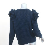 Demylee x Clare V. Ruffle Sweater Henriette Navy Cotton Knit Size Extra Small