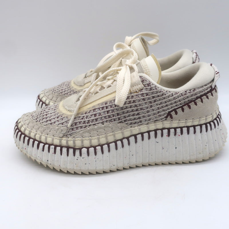 Chloe Nama Mesh Speckled-Platform Sneakers Obscure Purple/Cream Size 36