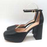Gianvito Rossi Vian Ankle Strap Platform Pumps Black Leather Size 39