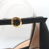 Gianvito Rossi Vian Ankle Strap Platform Pumps Black Leather Size 39