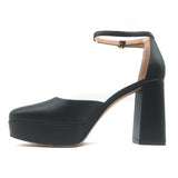 Gianvito Rossi Vian Ankle Strap Platform Pumps Black Leather Size 39